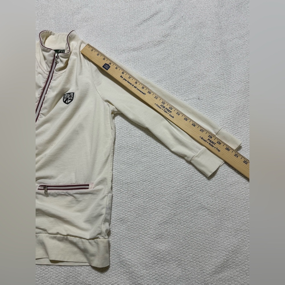 Polo Ralph Lauren Active Women L Cream Stretch 3/4 Sleeve Golf track Zip Jacket - Picture 6 of 10